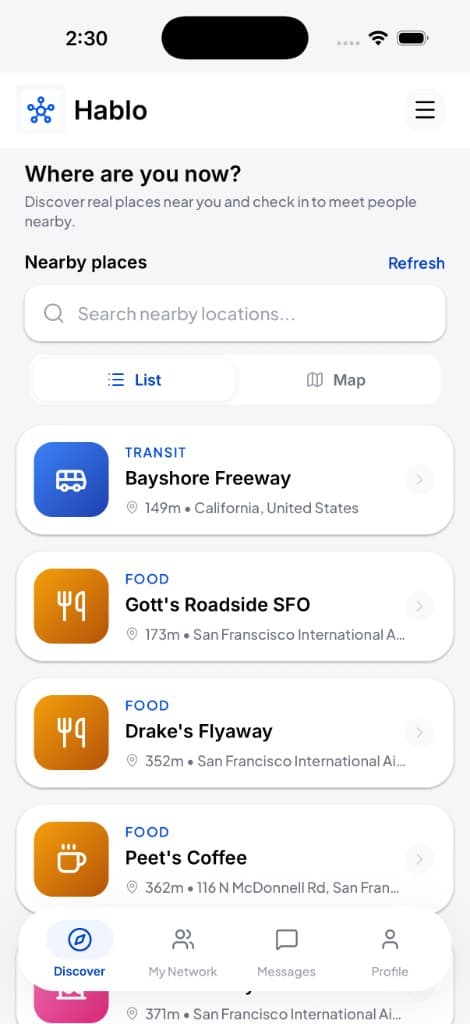 Hablo — Discovery list