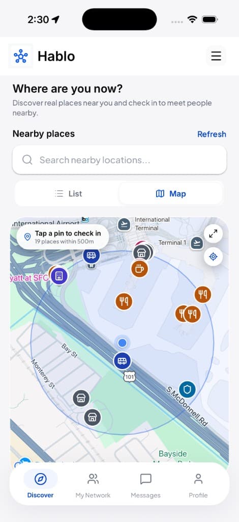 Hablo — Discovery map